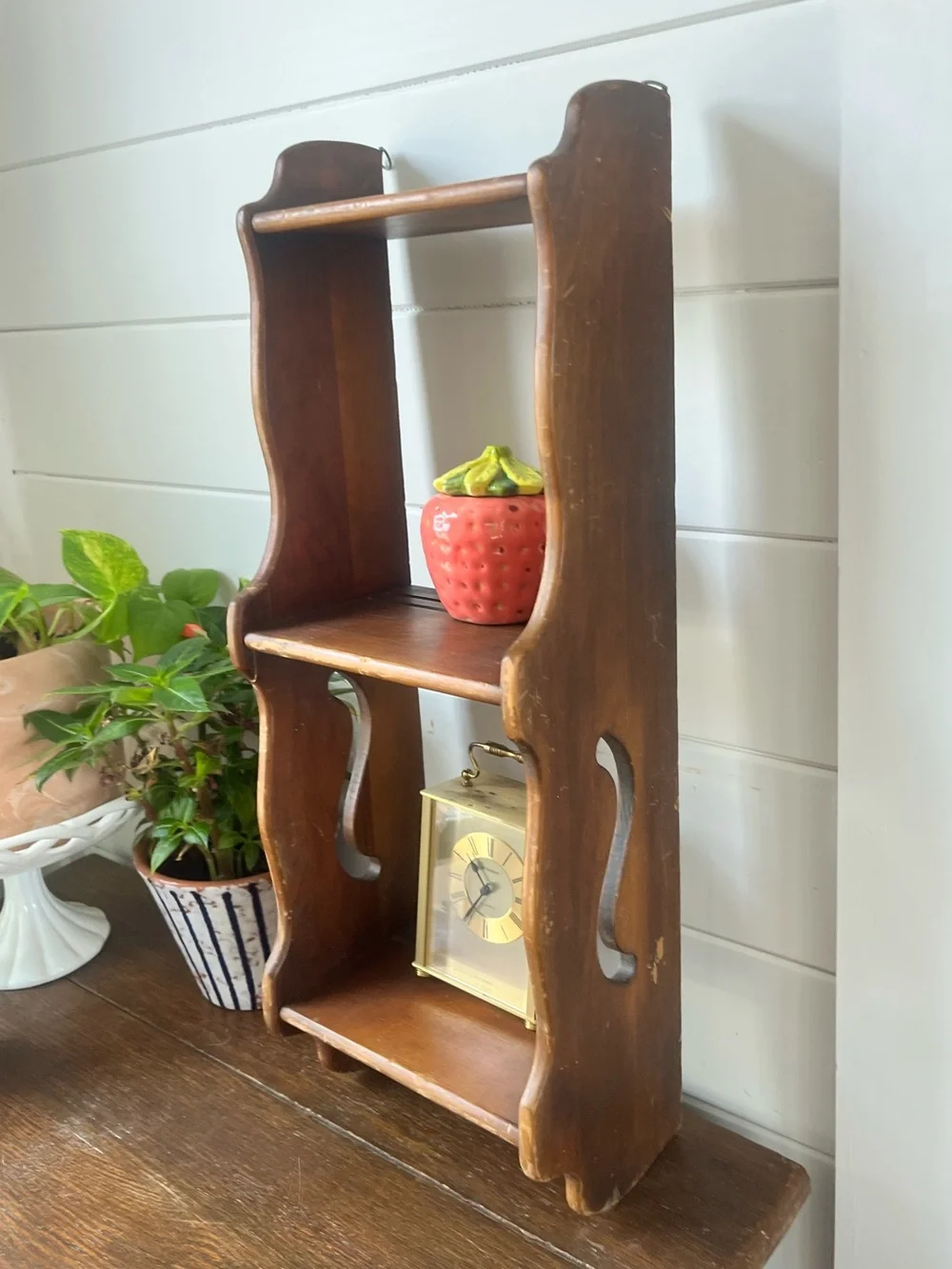 Vtg wood wall shelf